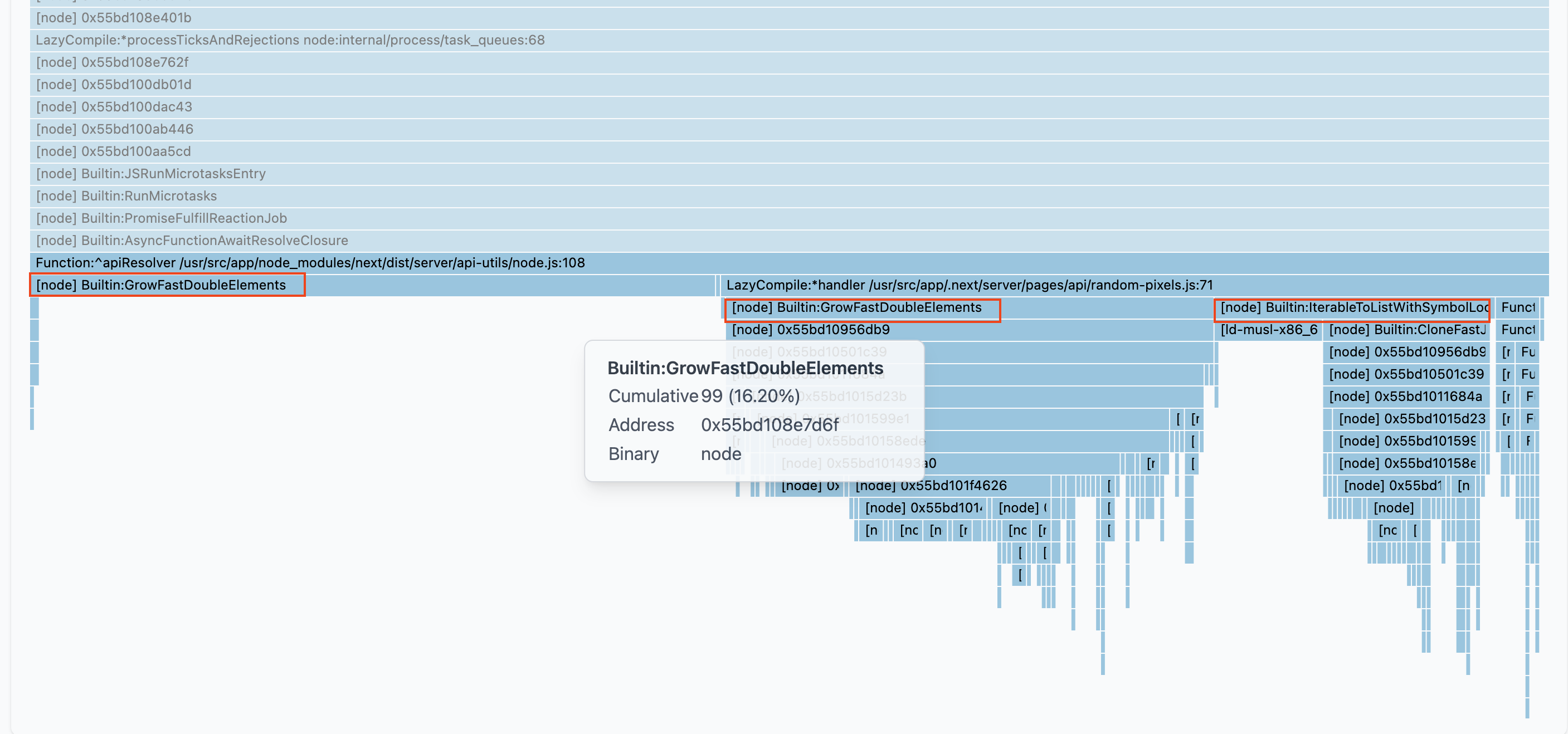 NextJS app flamegraph