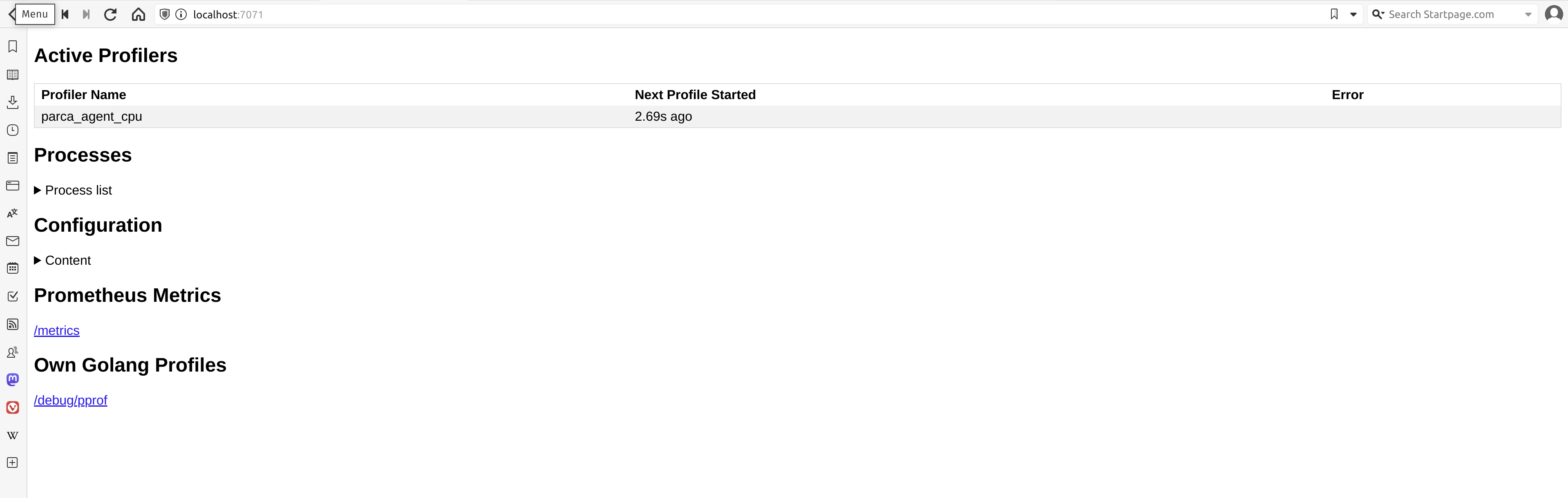 Parca agent UI