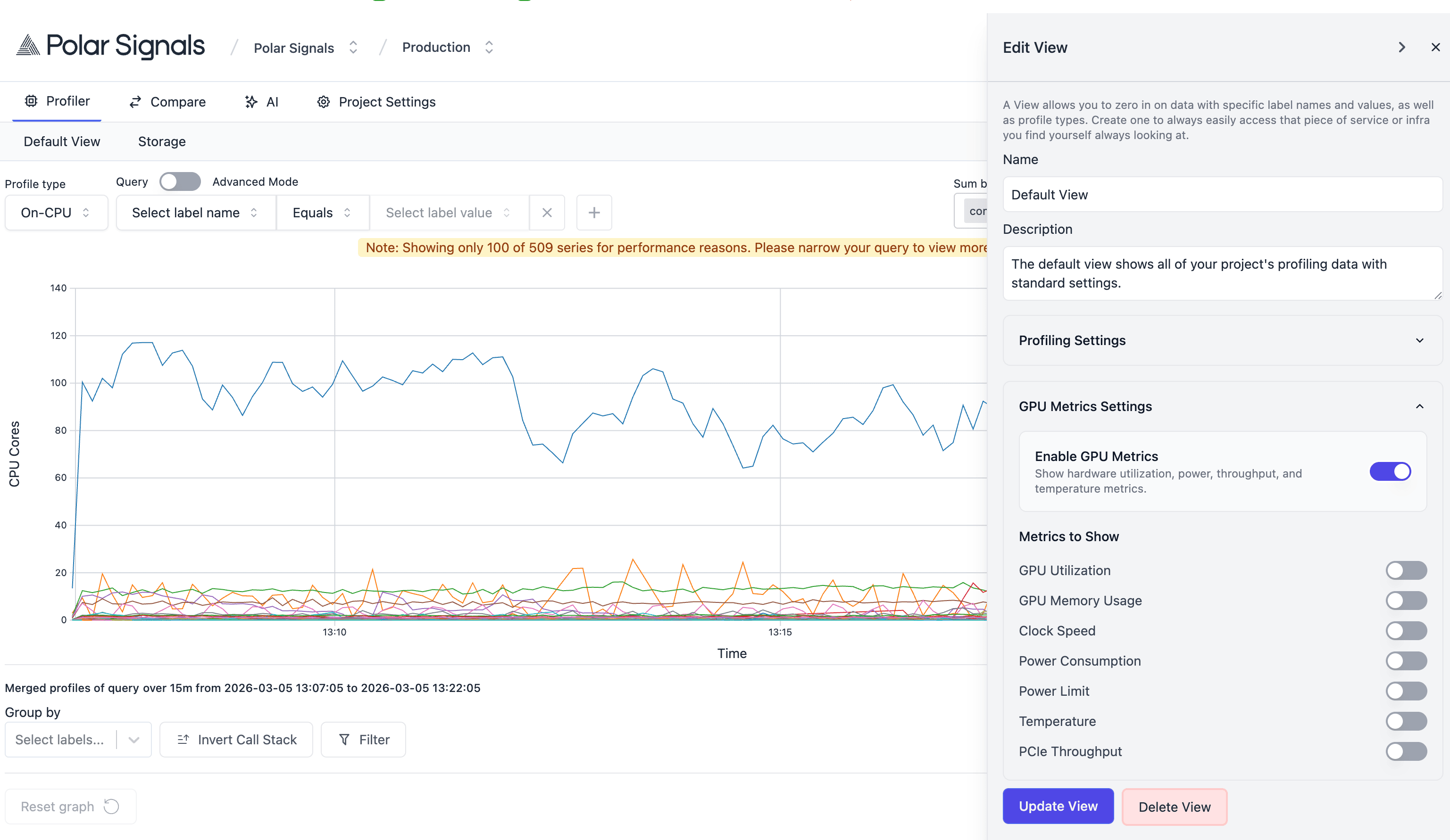 GPU Metrics Settings